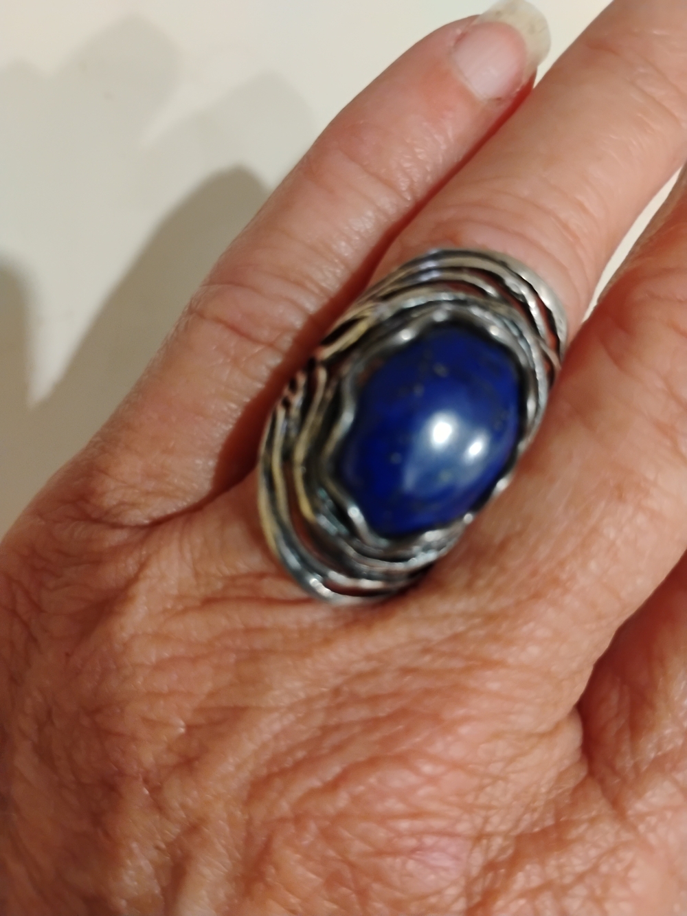 Handcrafted Sterling Silver Ring with Lapis Stone